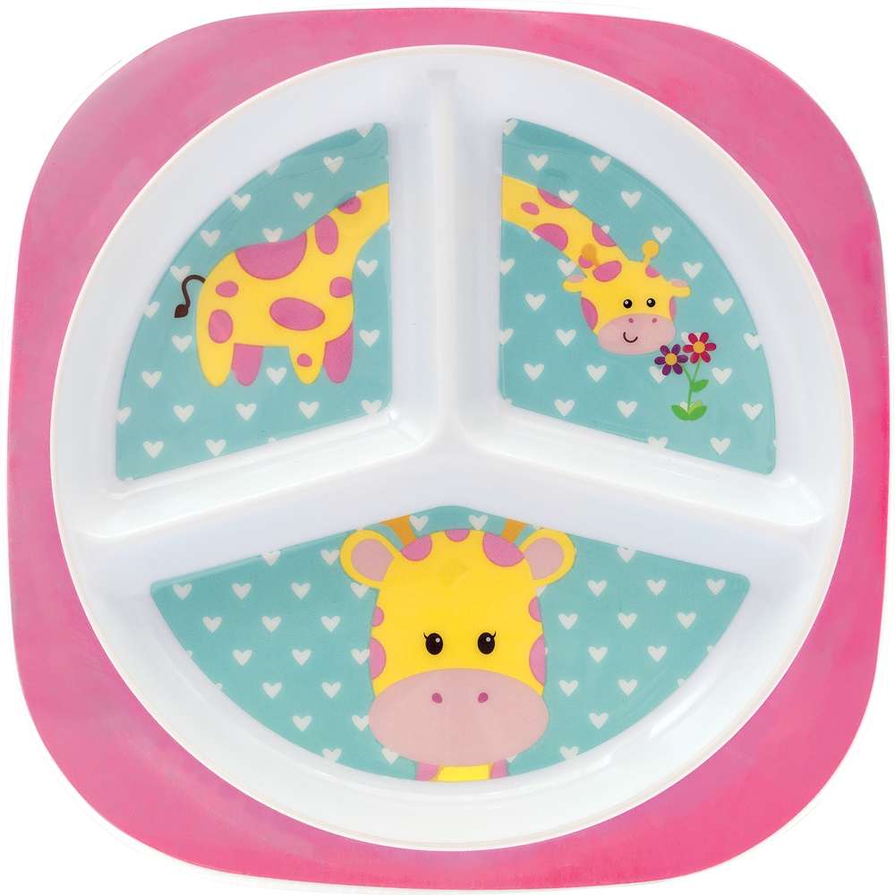 Prato Bebê Infantil Com Divisórias  Girafa - Buba