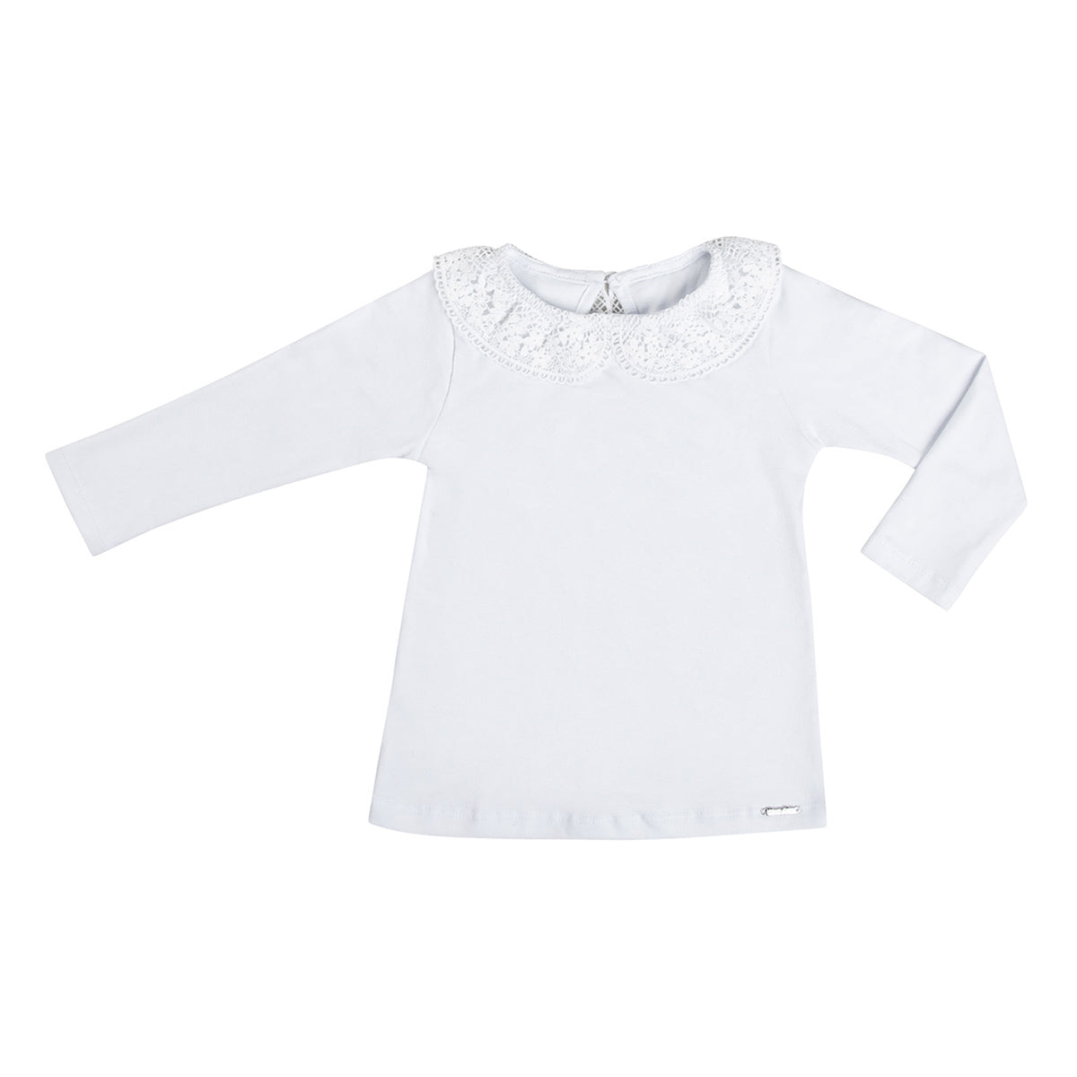 Blusa Infantil Feminina Gola Rendada em Cotton - Have Fun