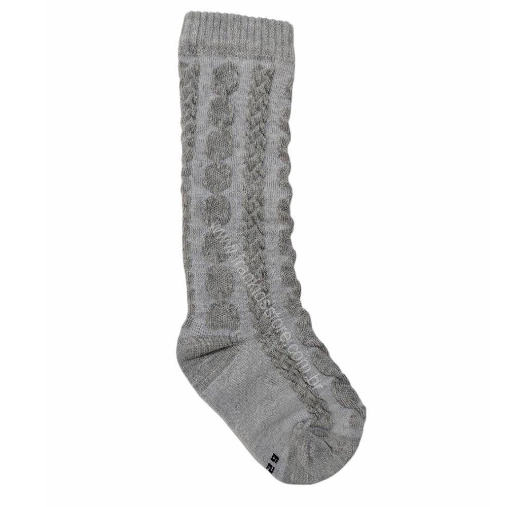 Meia 3/4 Bebê Infantil Cinza Trabalhada - Rocca