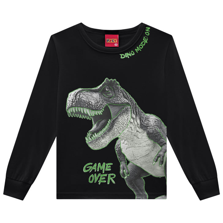 Camiseta Infantil Menino Manga Longa Dino Mode - Kyly