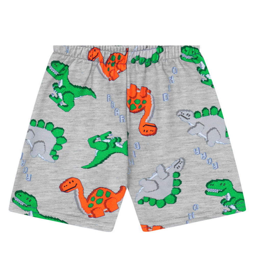 Conjunto Camiseta Meia Malha e Bermuda Moletom Dinos - Kyly