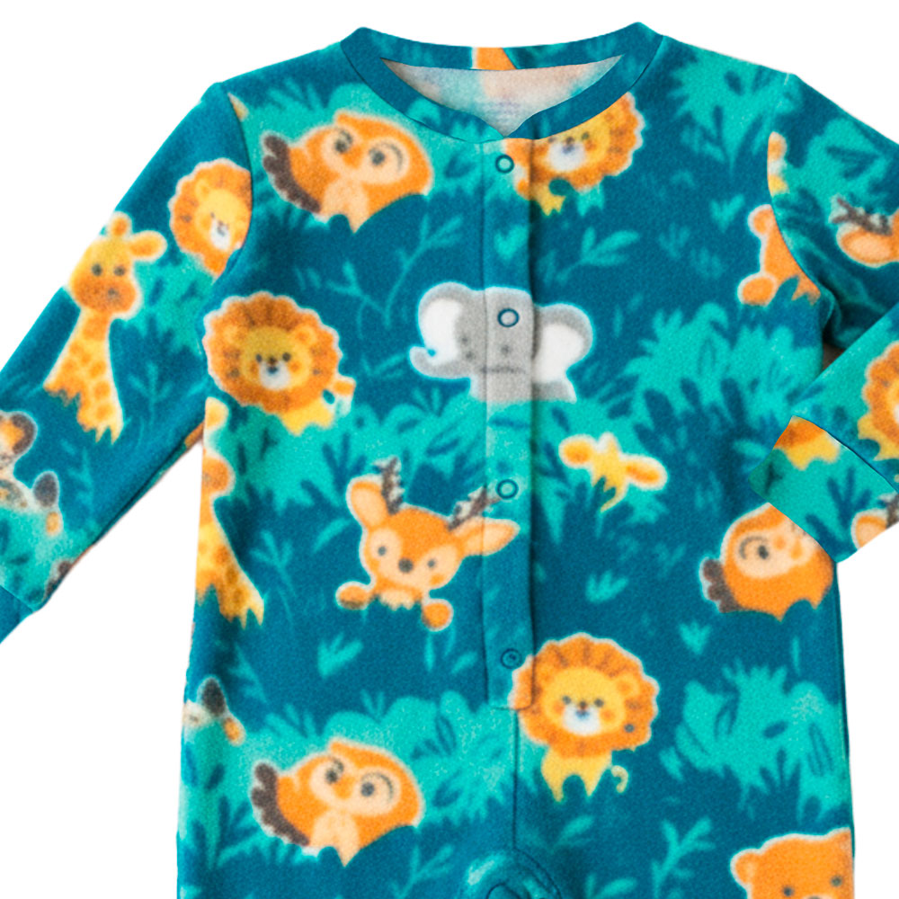 Macacão Soft Bebê Menino Azul Bichinhos - Have Fun