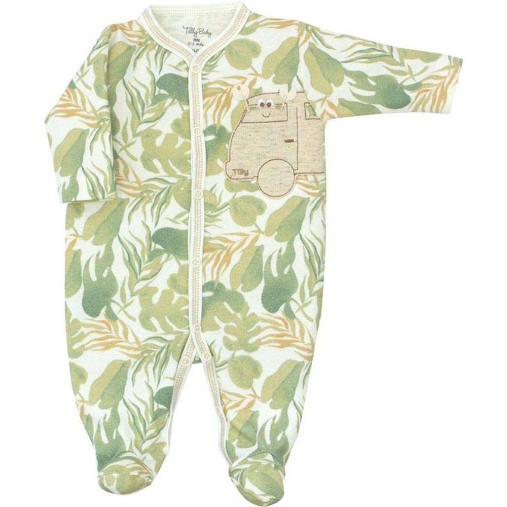 Macacão Longo Masculino Suedine Folhagem Kombi - Tilly Baby