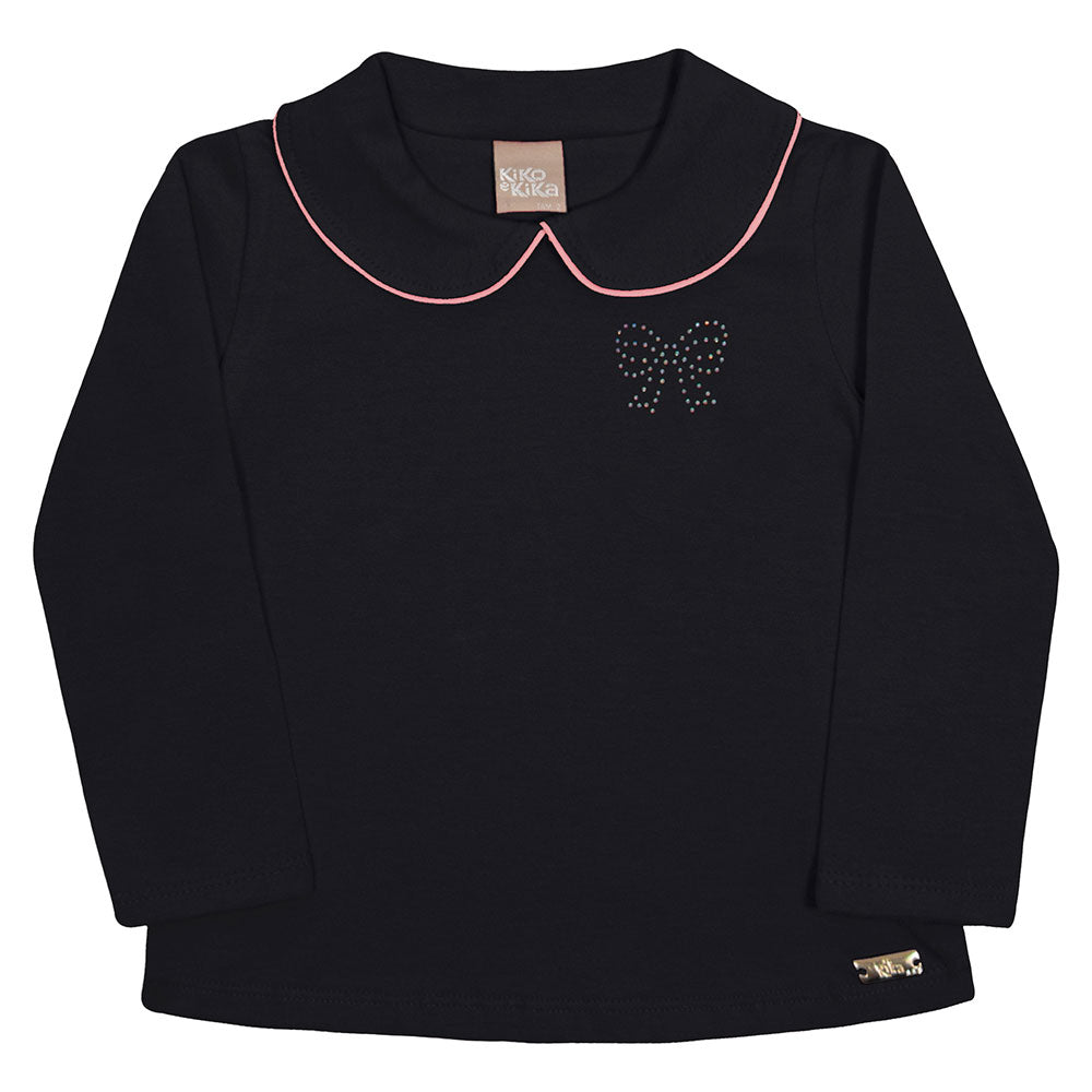 Blusa Bebê Menina Manga Longa Com Gola - Kiko e Kika