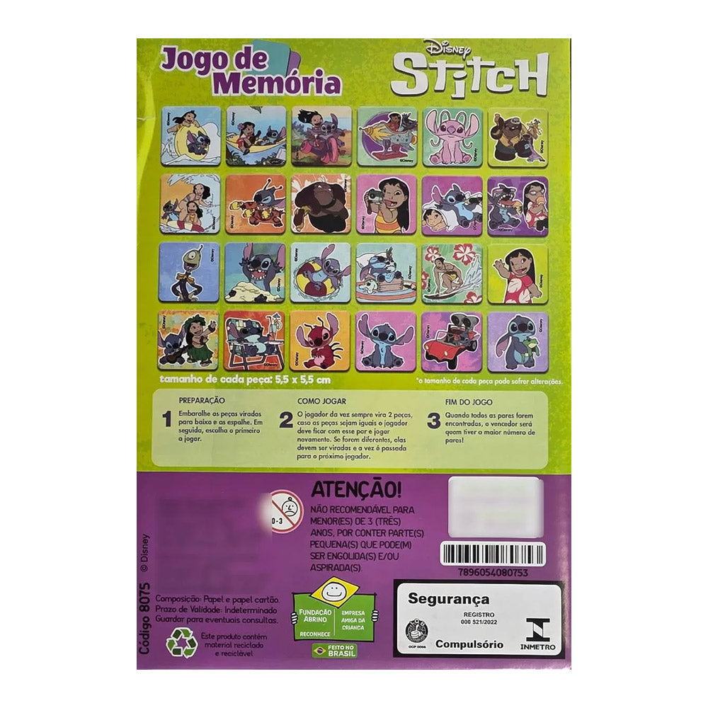 Jogo Da Memória Disney Stitch 24 Pares - Toyster