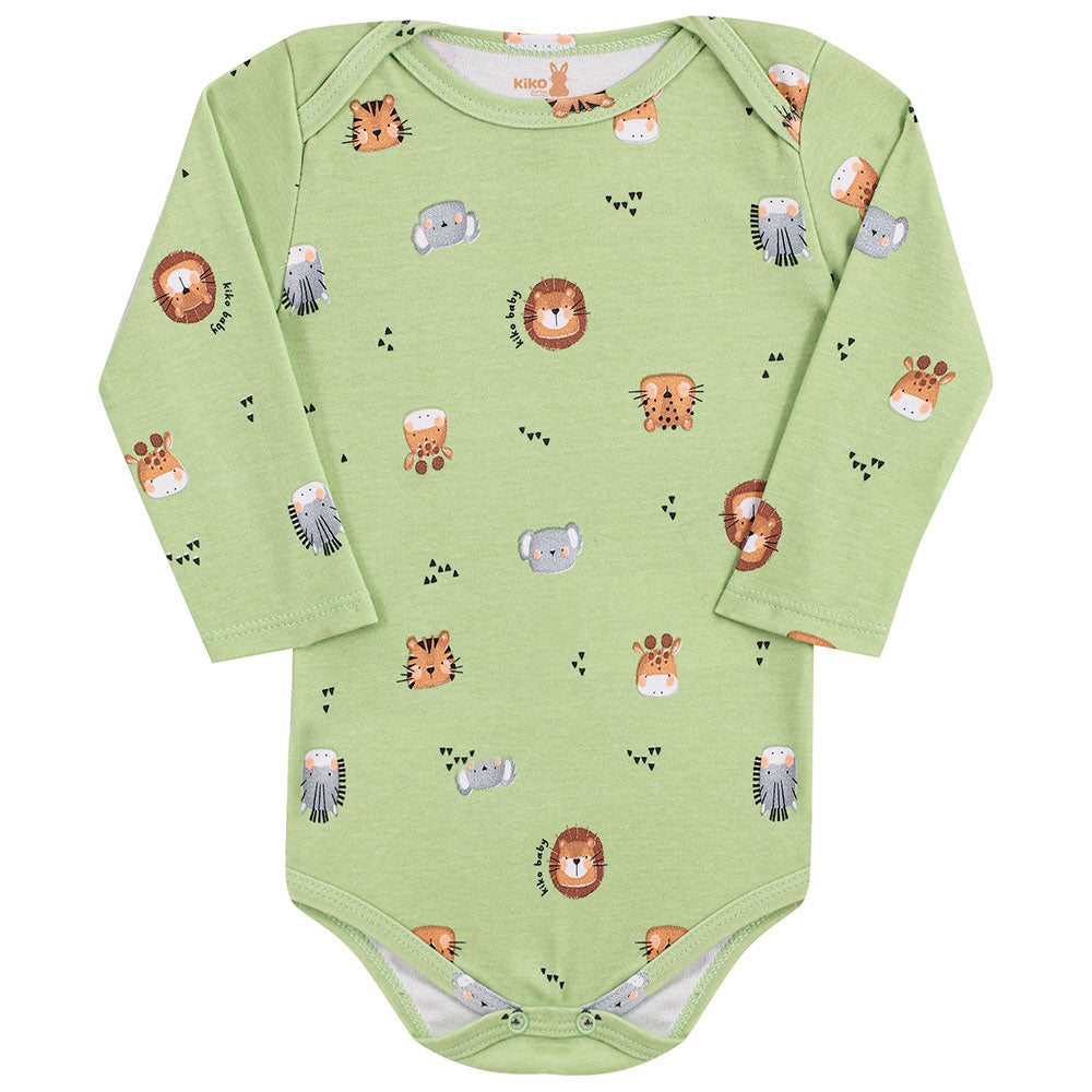 Body Manga Longa Bebê Menino Amigos do Safári - Kiko Baby