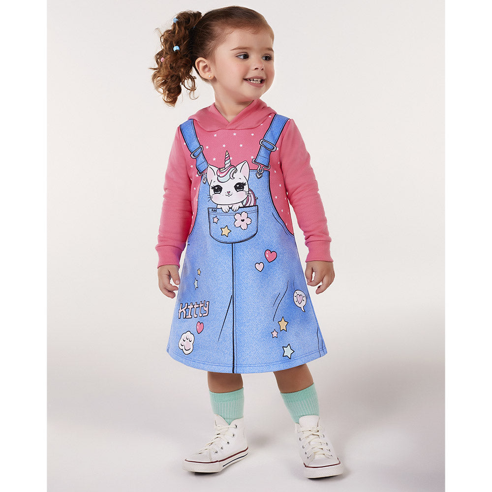 Vestido Infantil Moletom Peluciado Unicórnio - Kiko e Kika