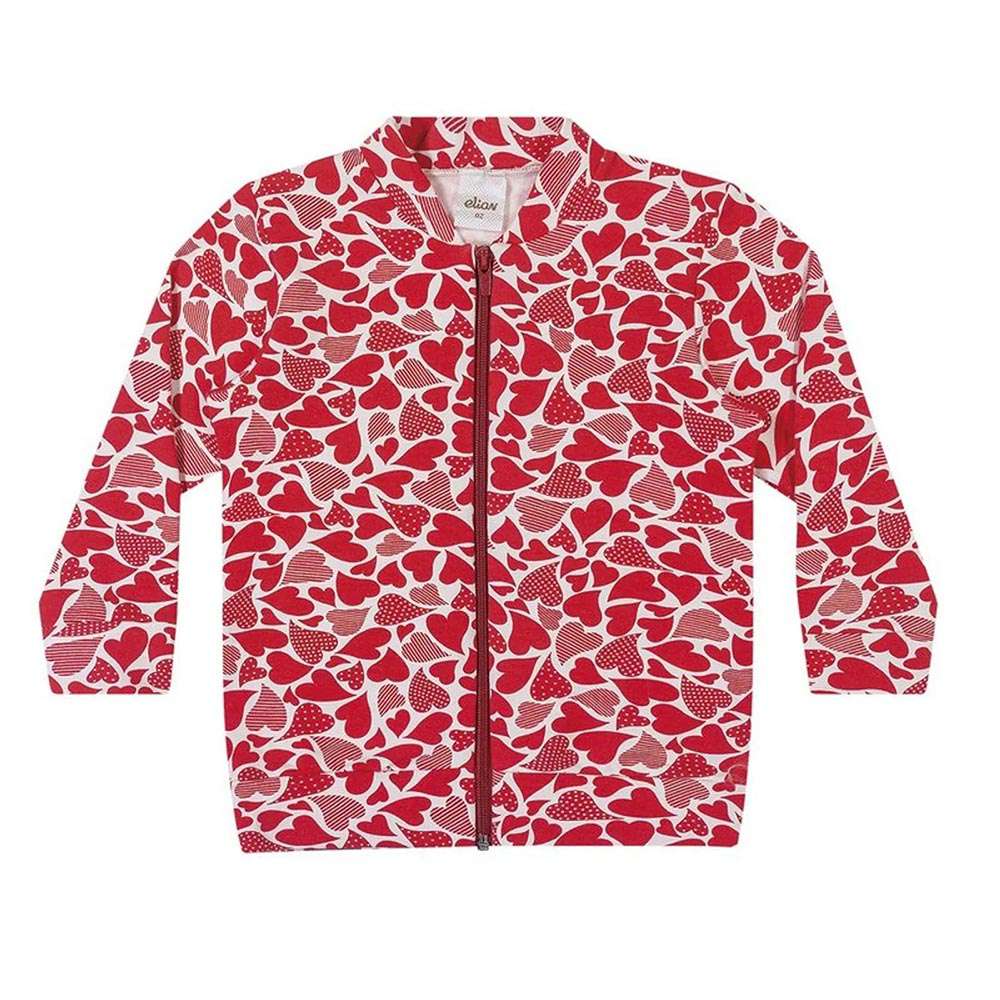 Jaqueta Infantil Menina em Molecotton Peluciado Vermelho - Elian