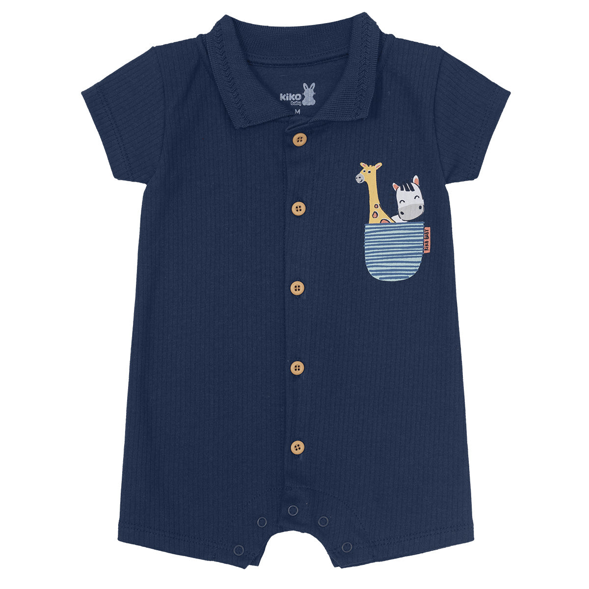 Macaquinho em Suedine Canelado Bebê Menino - Kiko Baby