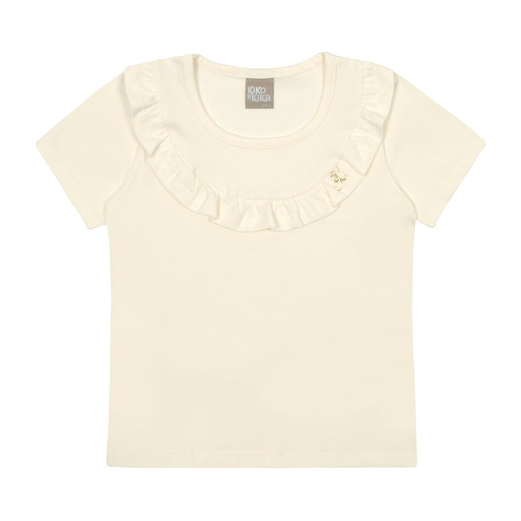 Blusa Infantil Manga Curta Cotton Com Gola - Kiko e Kika