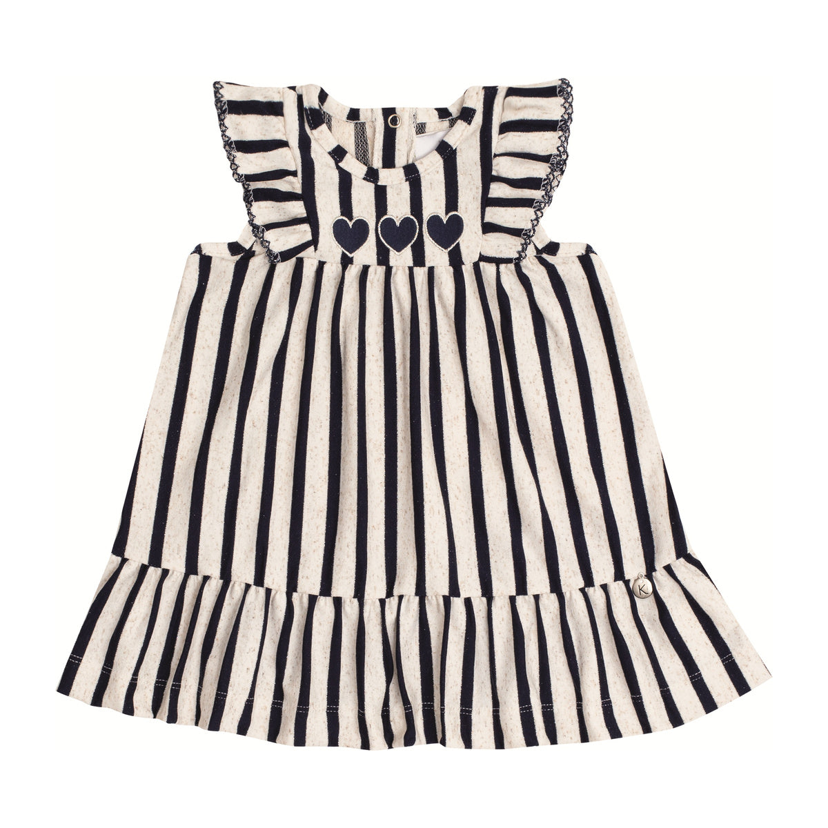 Vestido Bebê Manga Curta Listras - Kiki Xodó