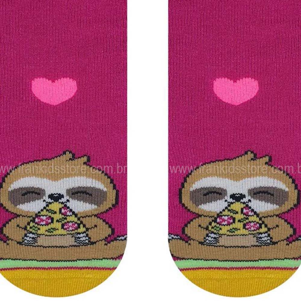 Meia Atoalhada Bebê Menina Pink Preguiça - Selene