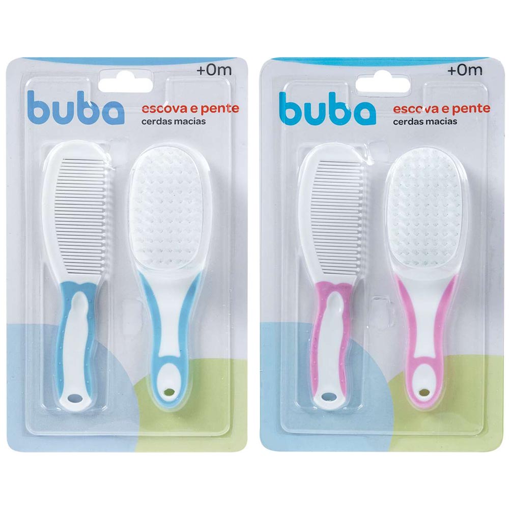 Escova e Pente Bebê Cerdas Macias (0m+) - Buba