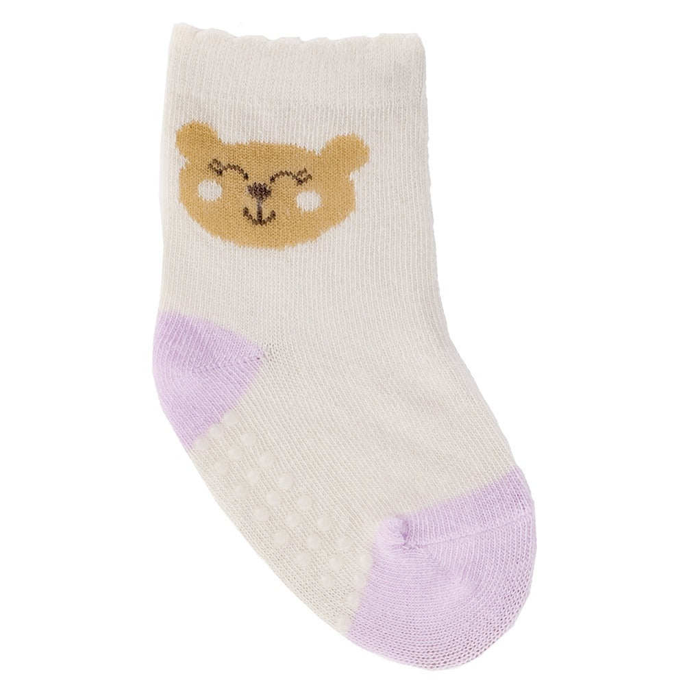 Kit 3 Pares Meia Antiderrapante Menina 16-20 Urso - Pimpolho