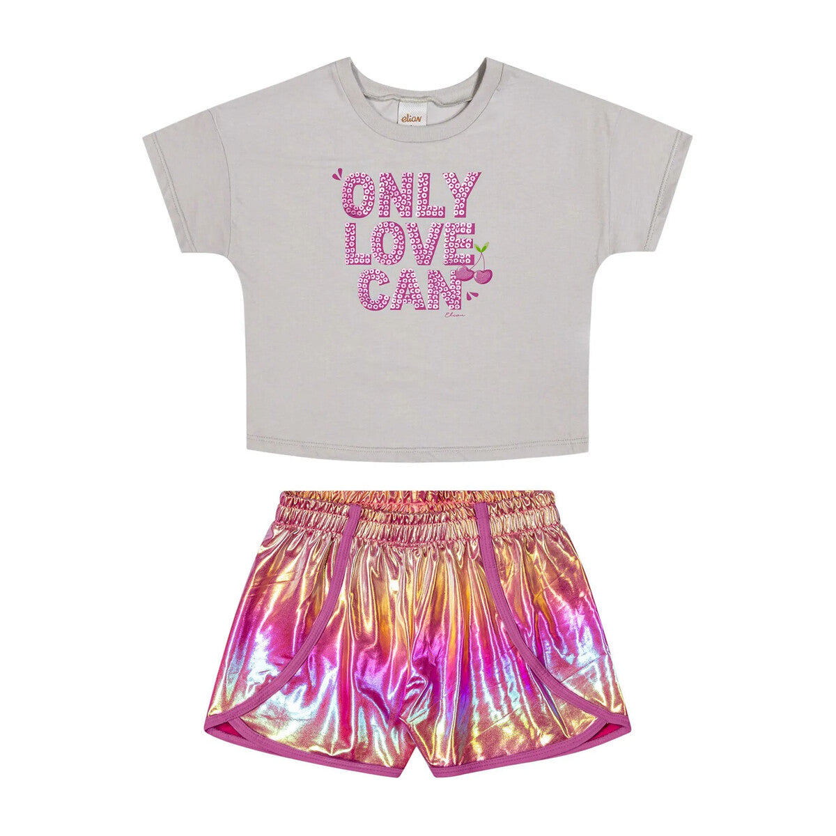 Conjunto Infantil Menina Com Short Holográfico - Elian