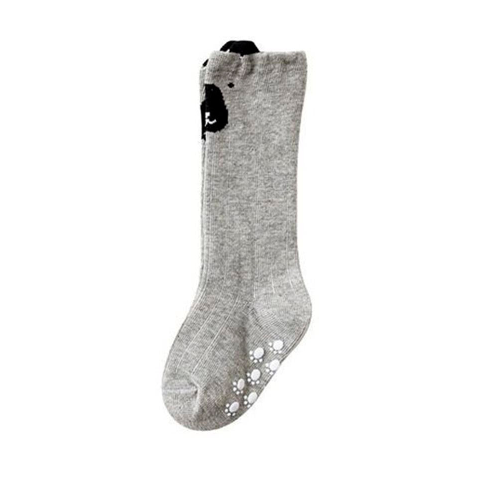 Meia 3/4 Com Antiderrapante Bebê Infantil - Cinza Urso