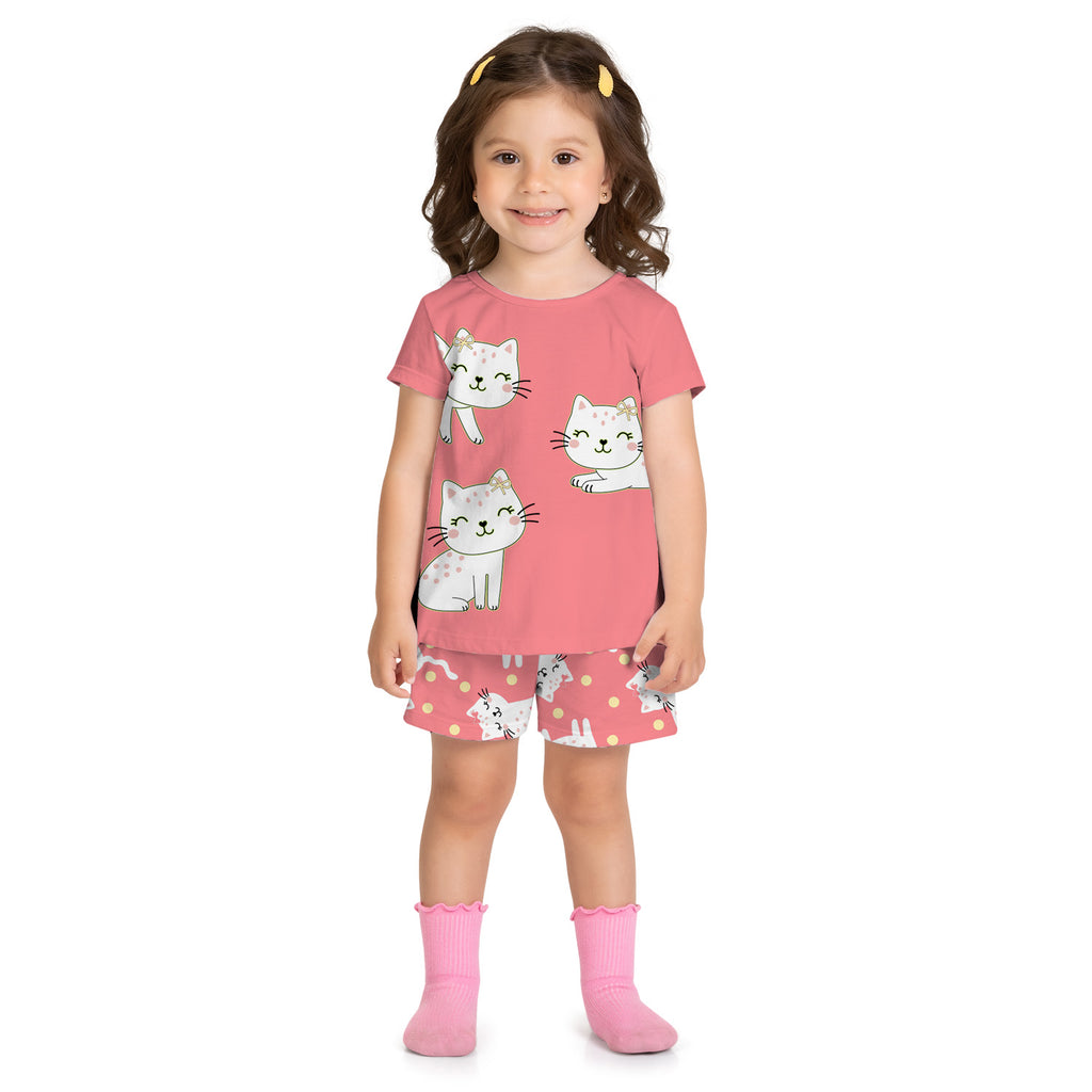 Pijama Infantil Menina Brilha no Escuro Gatinhas - Kyly