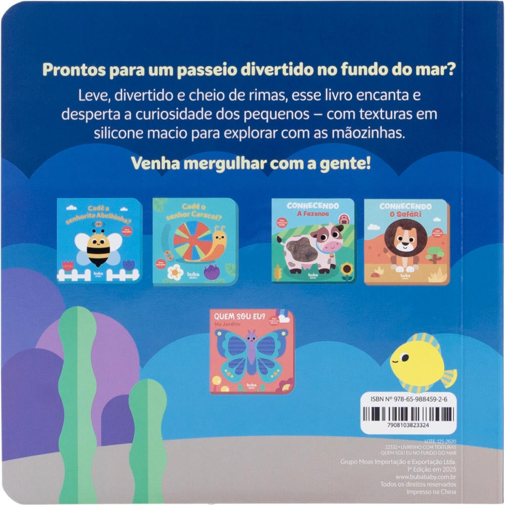 Livro Sensorial Com Textura Quem Sou Eu Fundo do Mar  - Buba