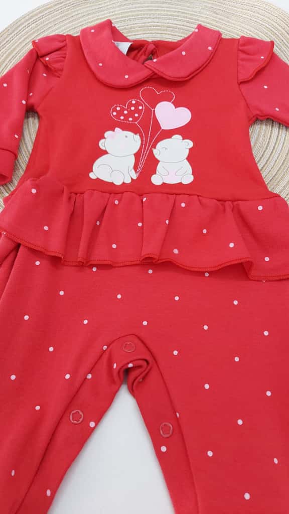 Macacão Bebê Menina em Suedine Ursinhos - Kiko Baby