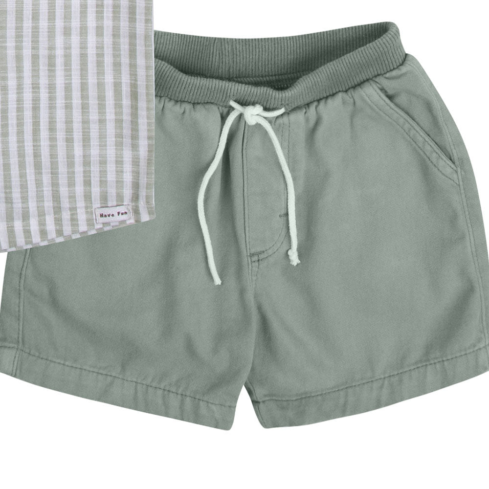 Conjunto Bebê Camisa Listrada e Bermuda Sarja - Have Fun