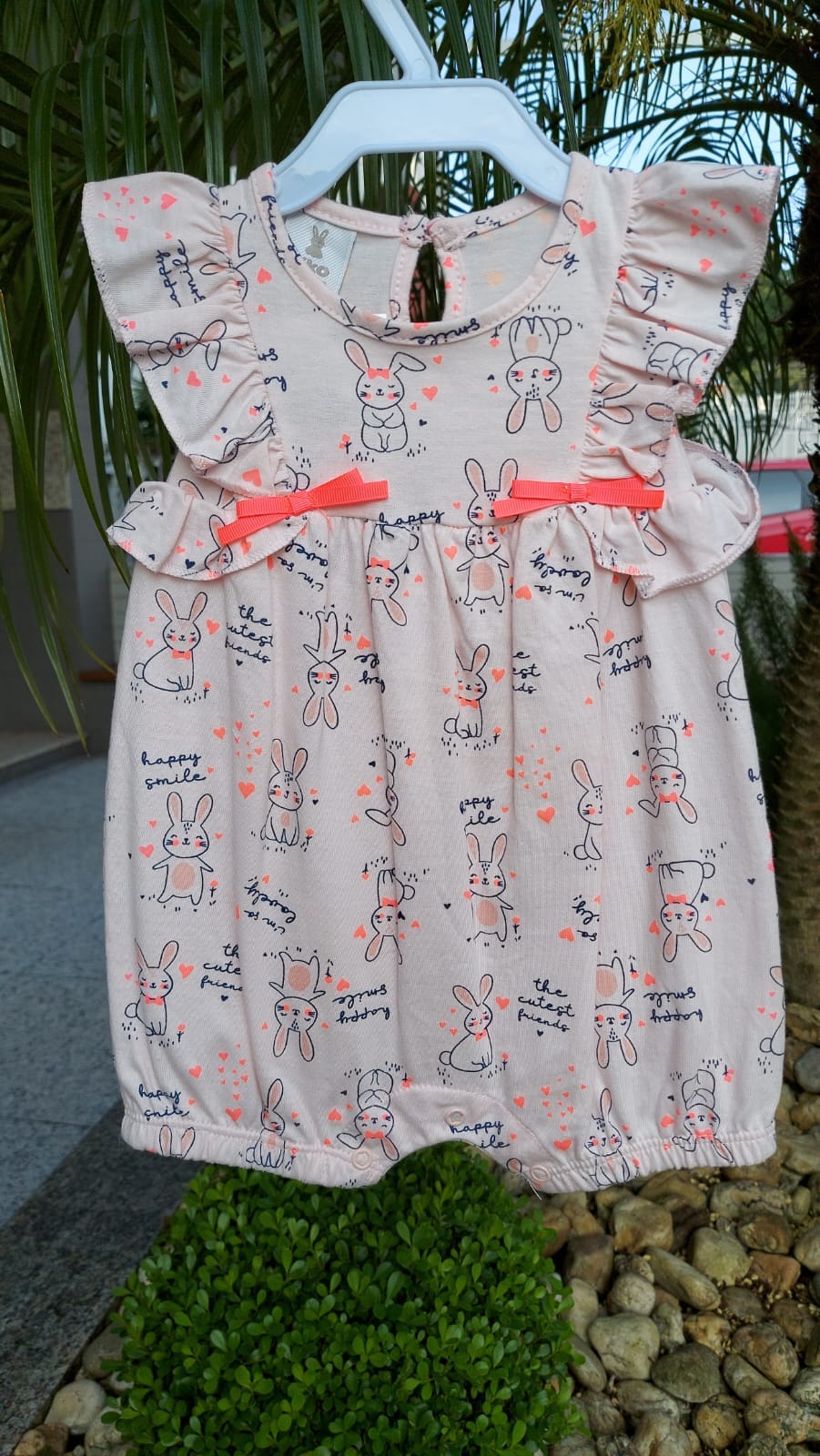 Macaquinho Bebê Menina Meia Malha Rosa - Kiko Baby