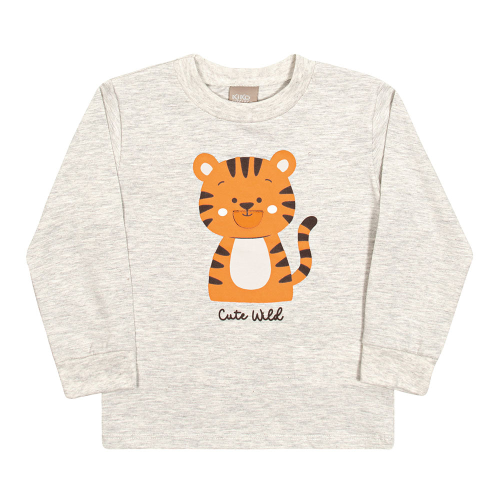 Camiseta Manga Longa Bebê Menino Tigre - Kiko e Kika