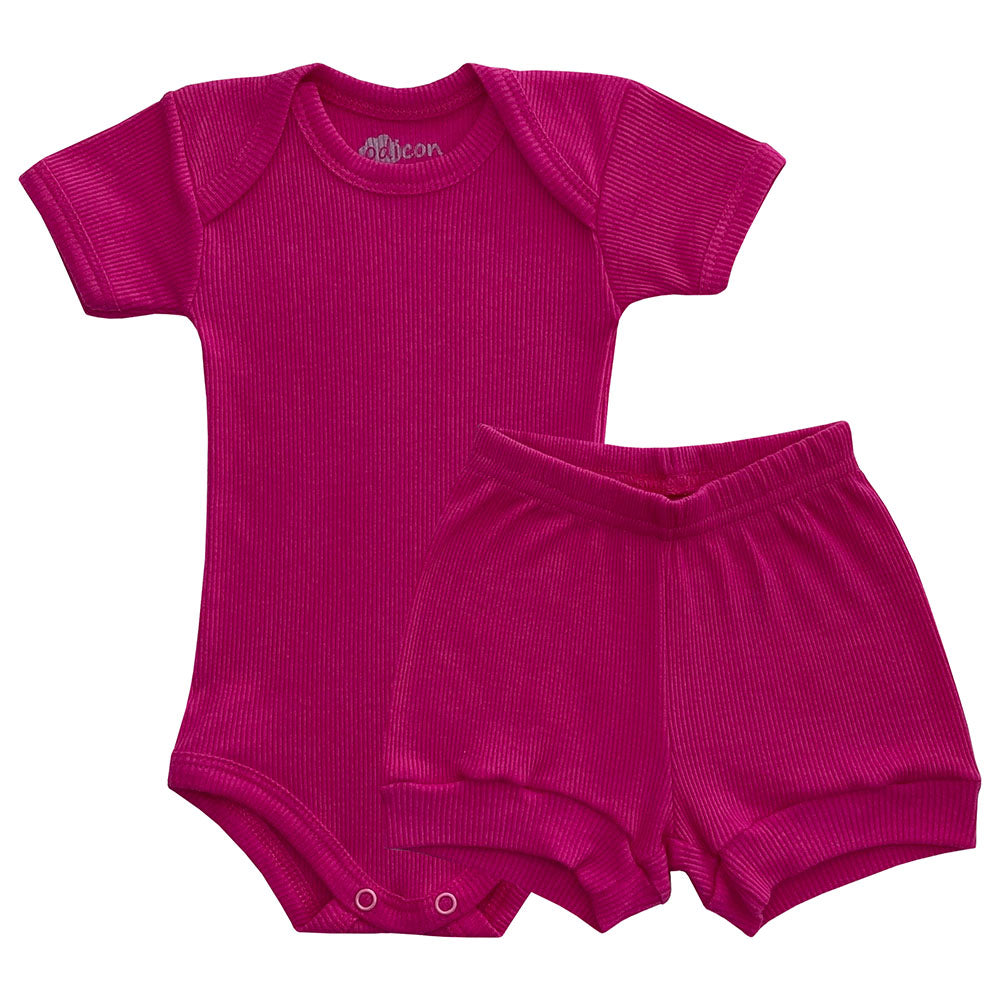 Conjunto Canelado Bebê Liso Body e Short - Odicon