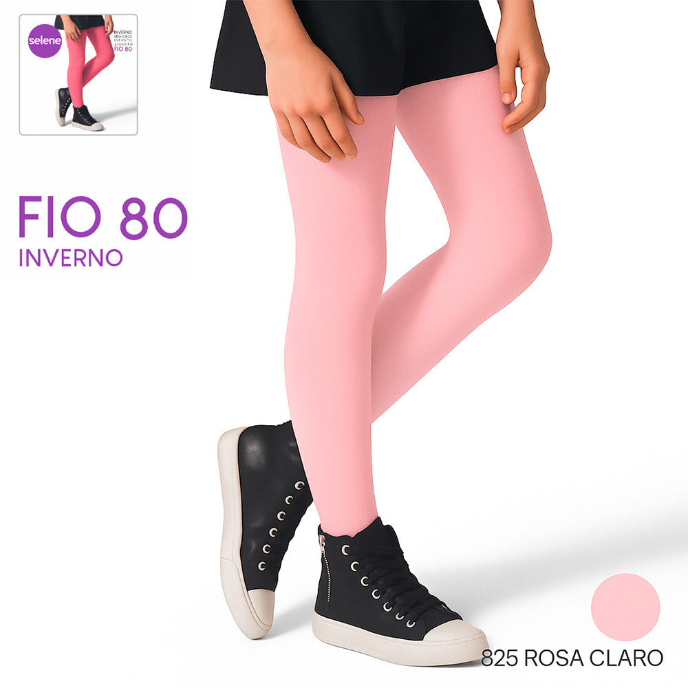 Meia-Calça Fio 80 Infantil Menina Lisa em Algodão - Selene