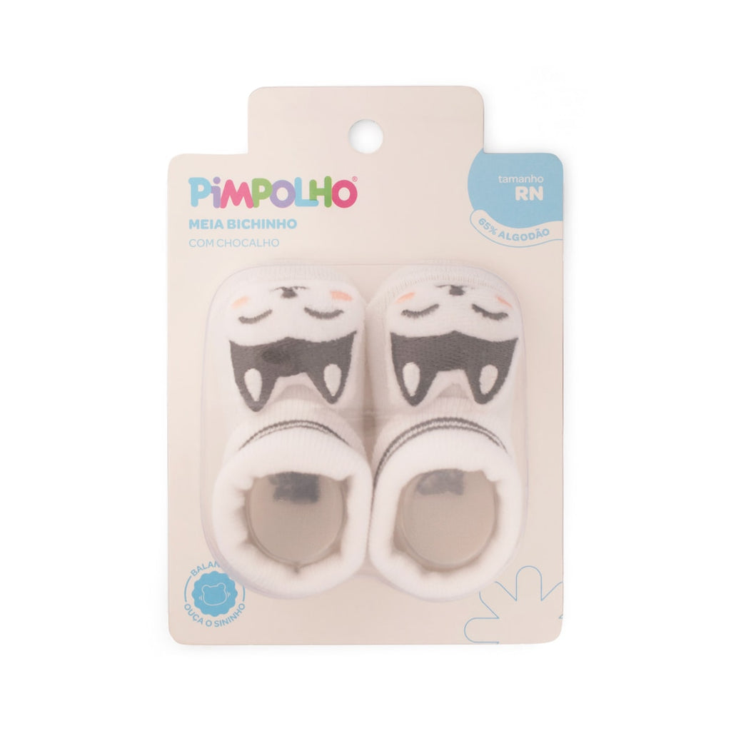 Meia Bichinho Bebê Menino RN C/ Chocalho Lobo - Pimpolho