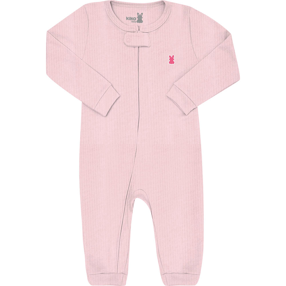 Macacão Bebê Canelado em Suedine C/ Zíper - Kiko Baby
