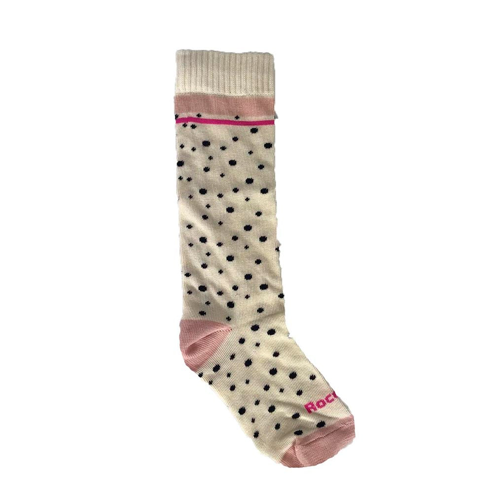 Meia 3/4 Bebê Infantil Creme, Preto e Rosa Poá - Rocca