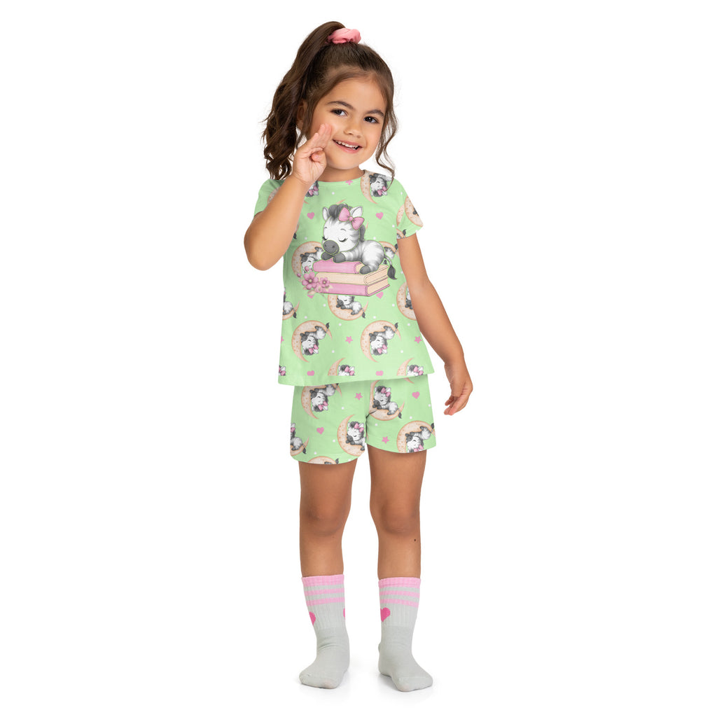 Pijama Infantil Menina Brilha no Escuro Zebrinha  - Kyly