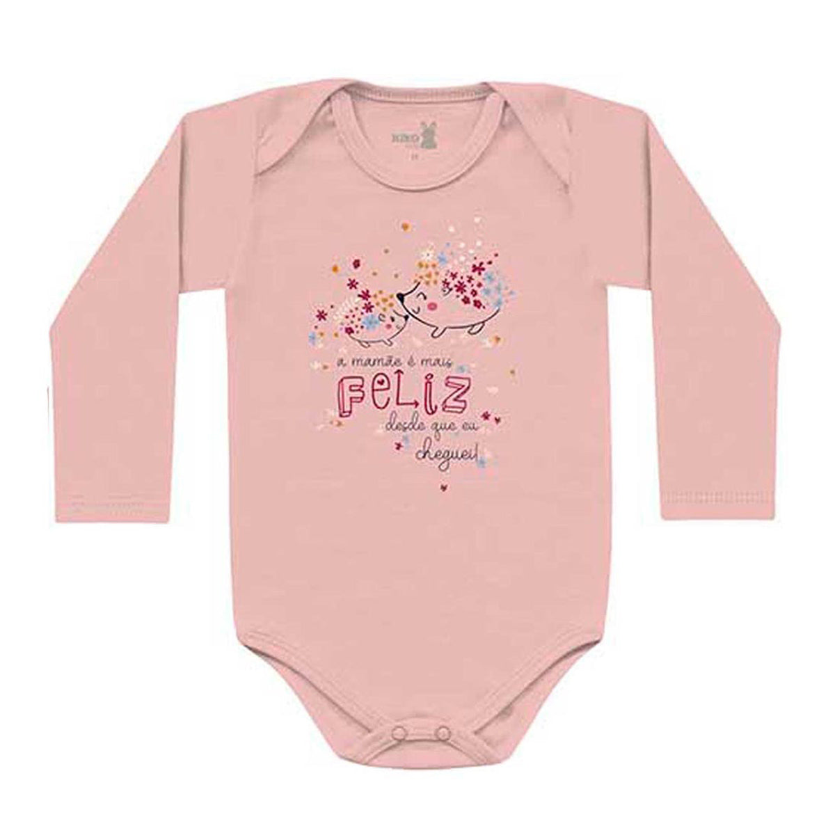 Body Manga Longa Bebê Menina Mamãe Feliz - Kiko Baby