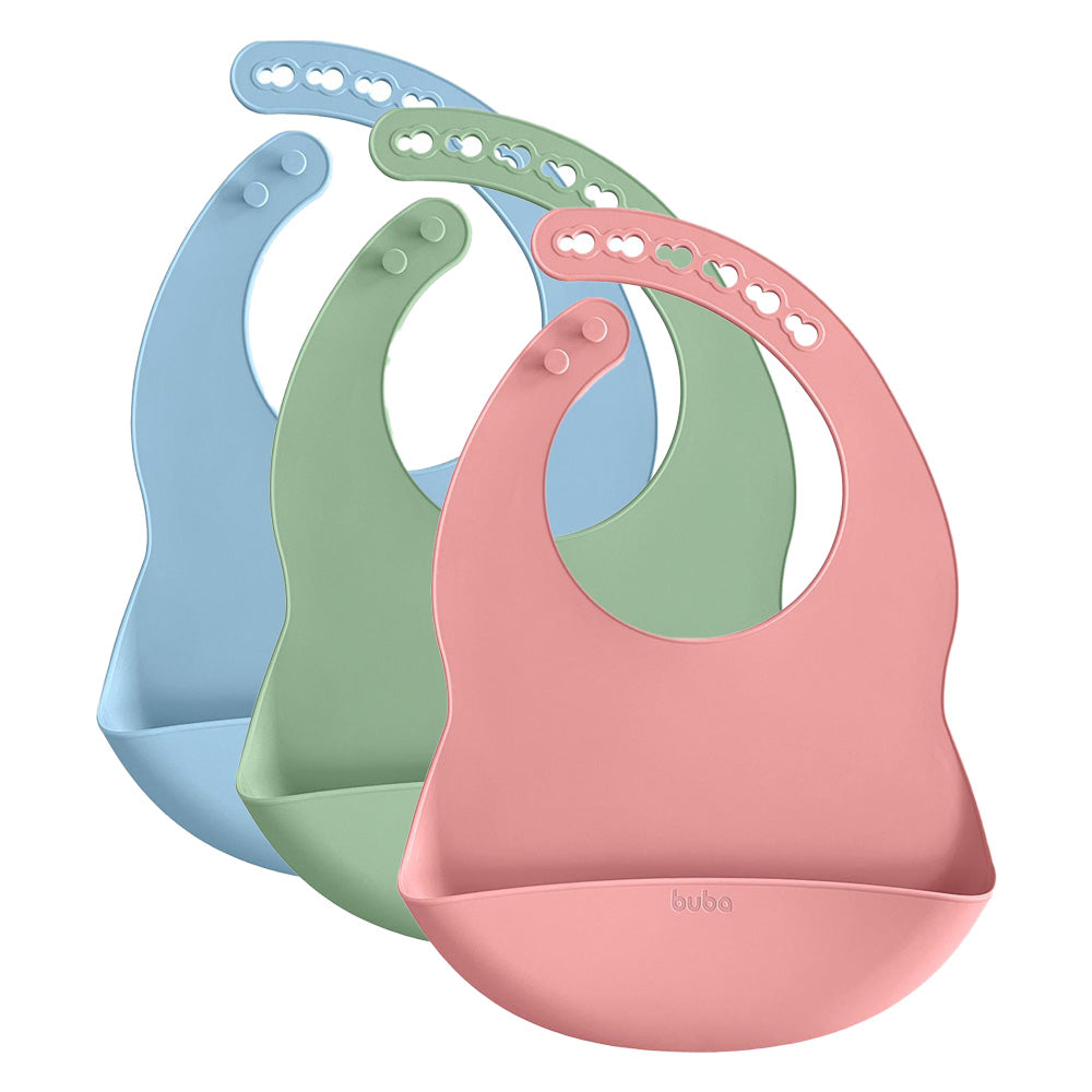 Babador Em Silicone Para Alimentação Bebê Liso - Buba