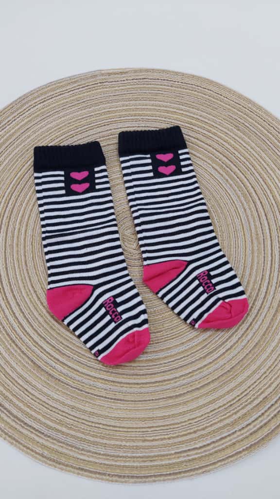 Meia 3/4 Bebê Infantil Listras Coração - Rocca