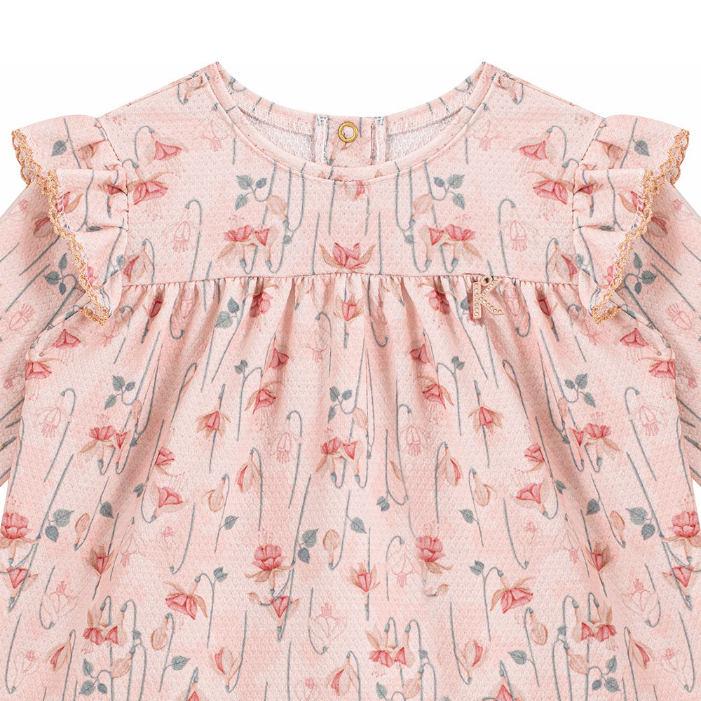Vestido Bebê Manga Longa Floral - Kiki Xodó