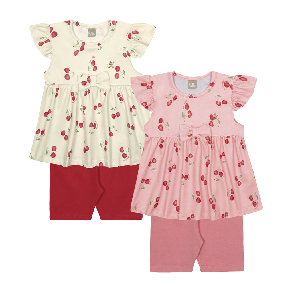 Conjunto Menina Bata e Ciclista em Cotton - Kiko e Kika
