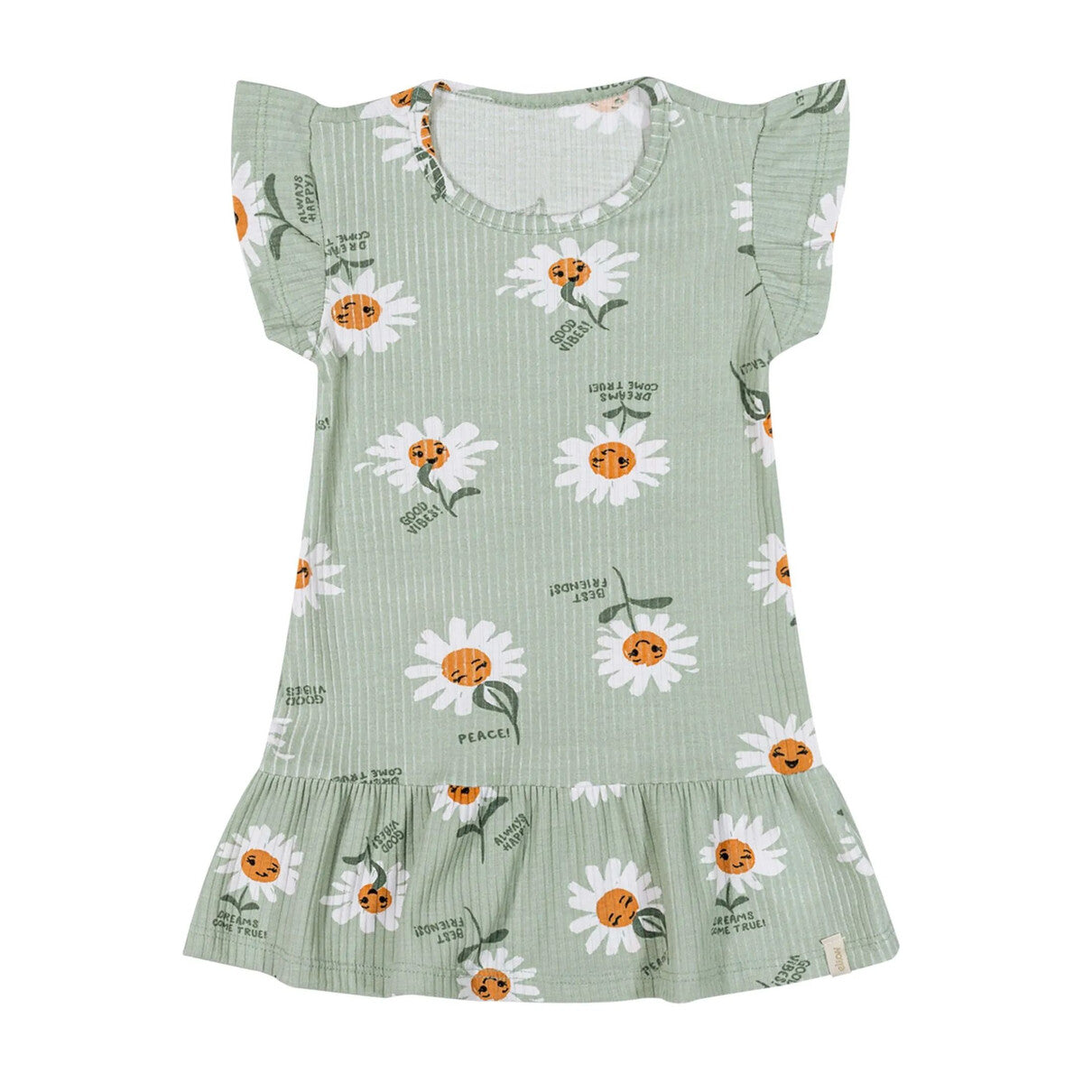 Vestido Canelado Bebê Menina Margaridas - Elian