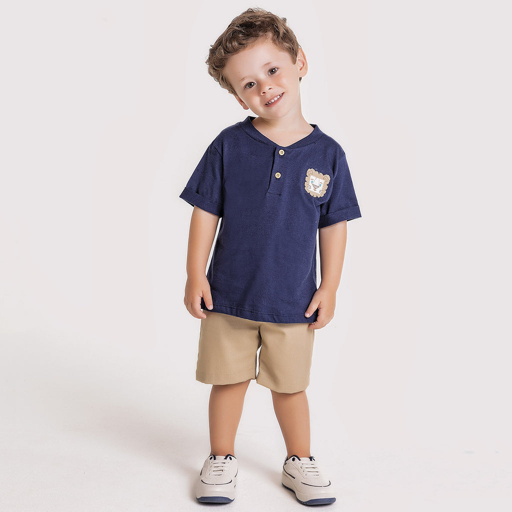 Conjunto Infantil Menino Camiseta Bermuda Leão - Kiko e Kika
