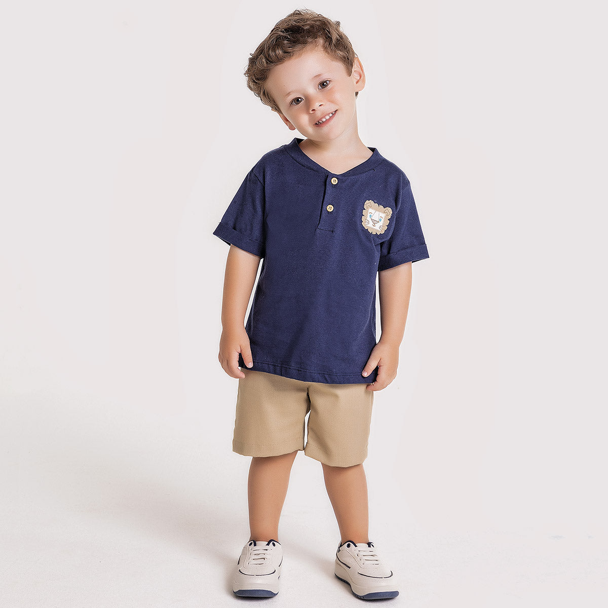 Conjunto Infantil Menino Camiseta Bermuda Leão - Kiko e Kika