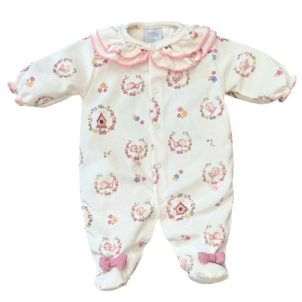 Macacão Bebê Menina Plush Com Gola Passarinha - Tilly Baby