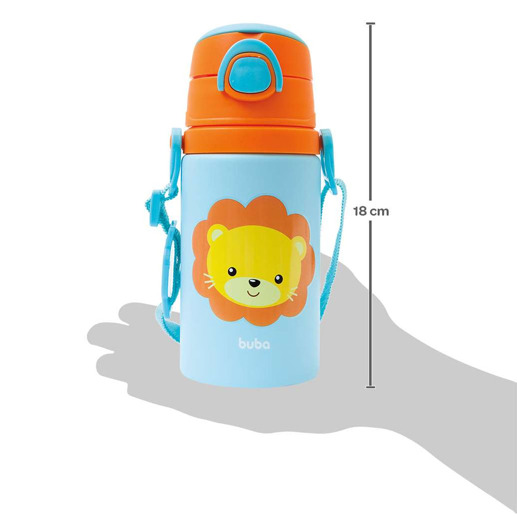 Garrafa de Alumínio Infantil Canudo 400ml Leão - Buba