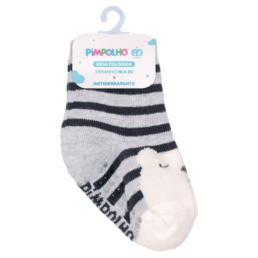 Meia Antiderrapante Bebê Menino 16-20 Urso - Pimpolho