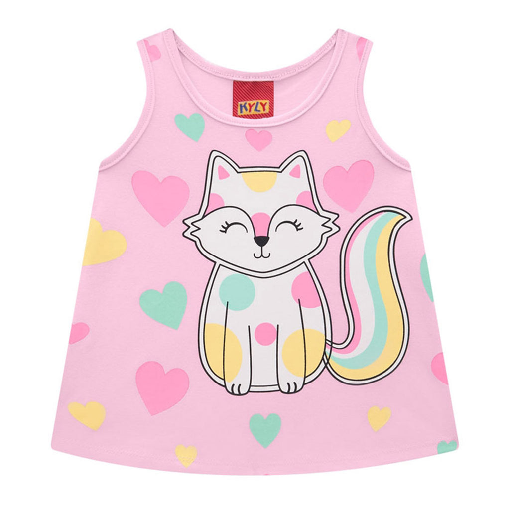 Regata Infantil Menina Gatinha Corações - Kyly
