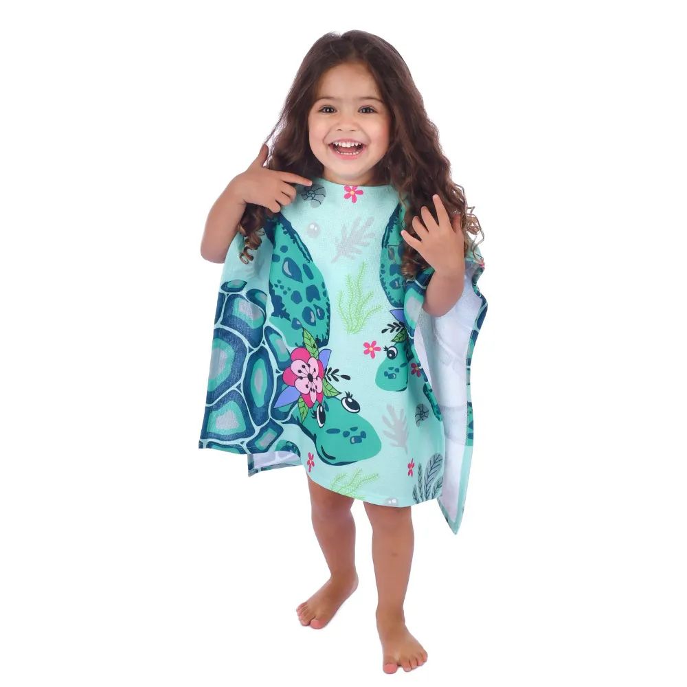 Toalha Poncho Bebê Menina Tartarugas - Everly