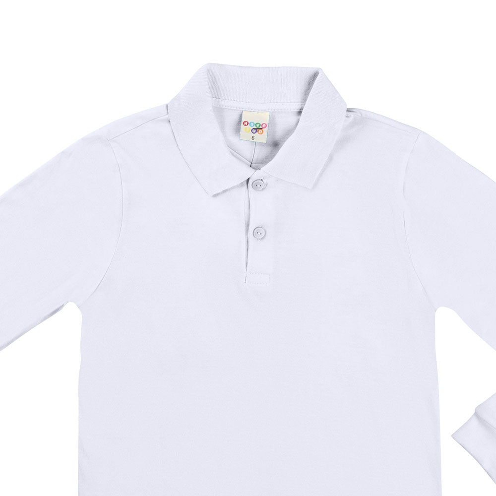 Camisa Polo Infantil Menino Meia Malha Branco - Have Fun