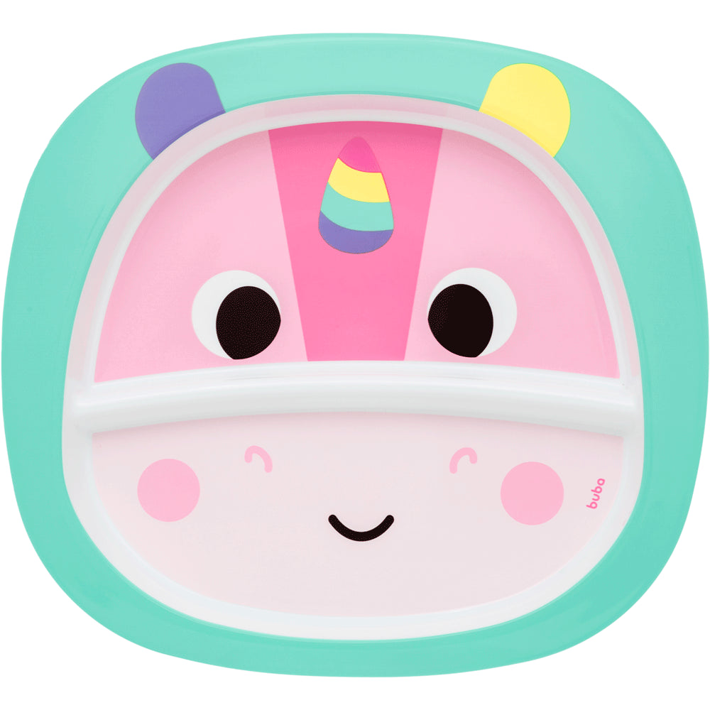 Pratinho Bebê Infantil com Divisória Buba Zoo Unicórnio - Buba