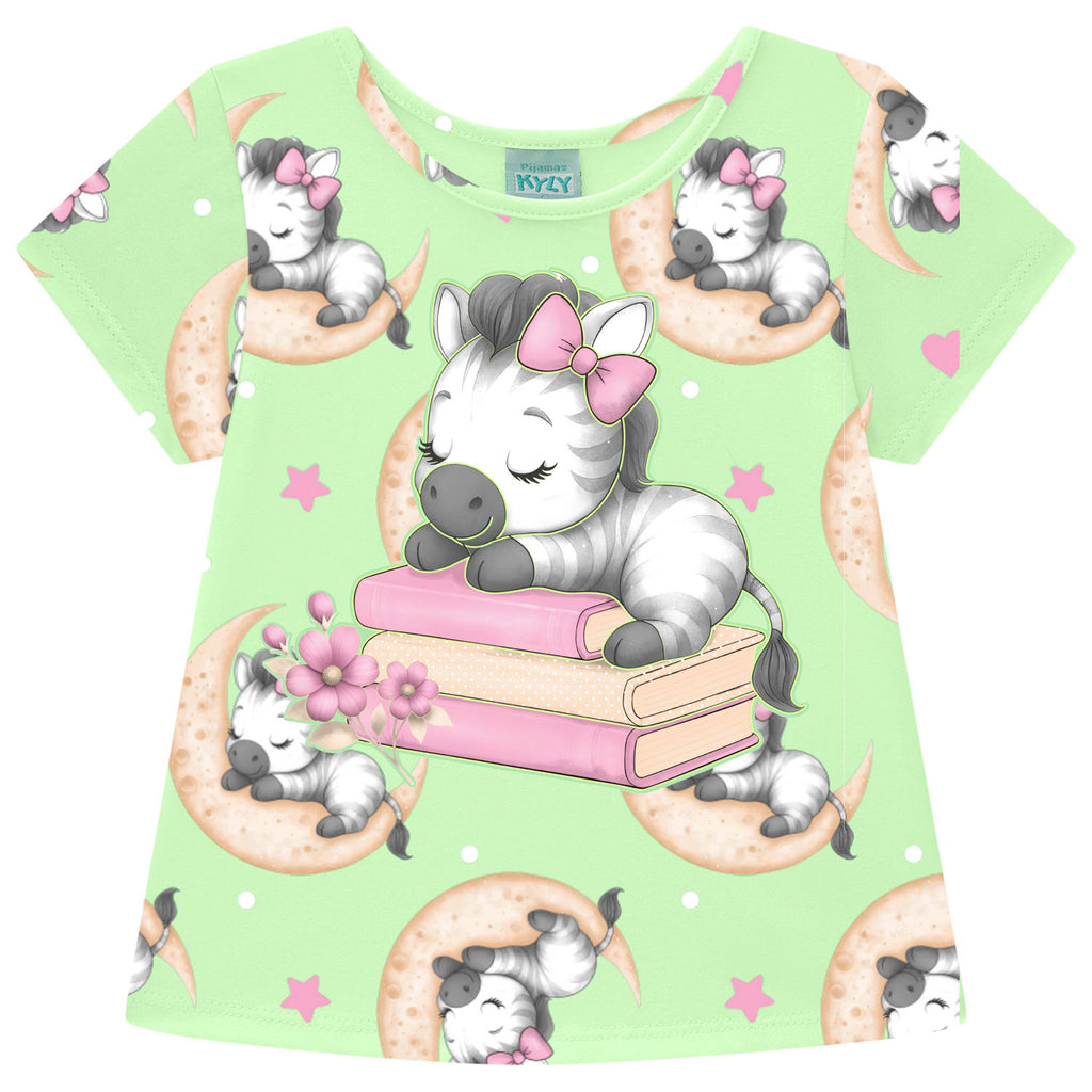Pijama Infantil Menina Brilha no Escuro Zebrinha  - Kyly