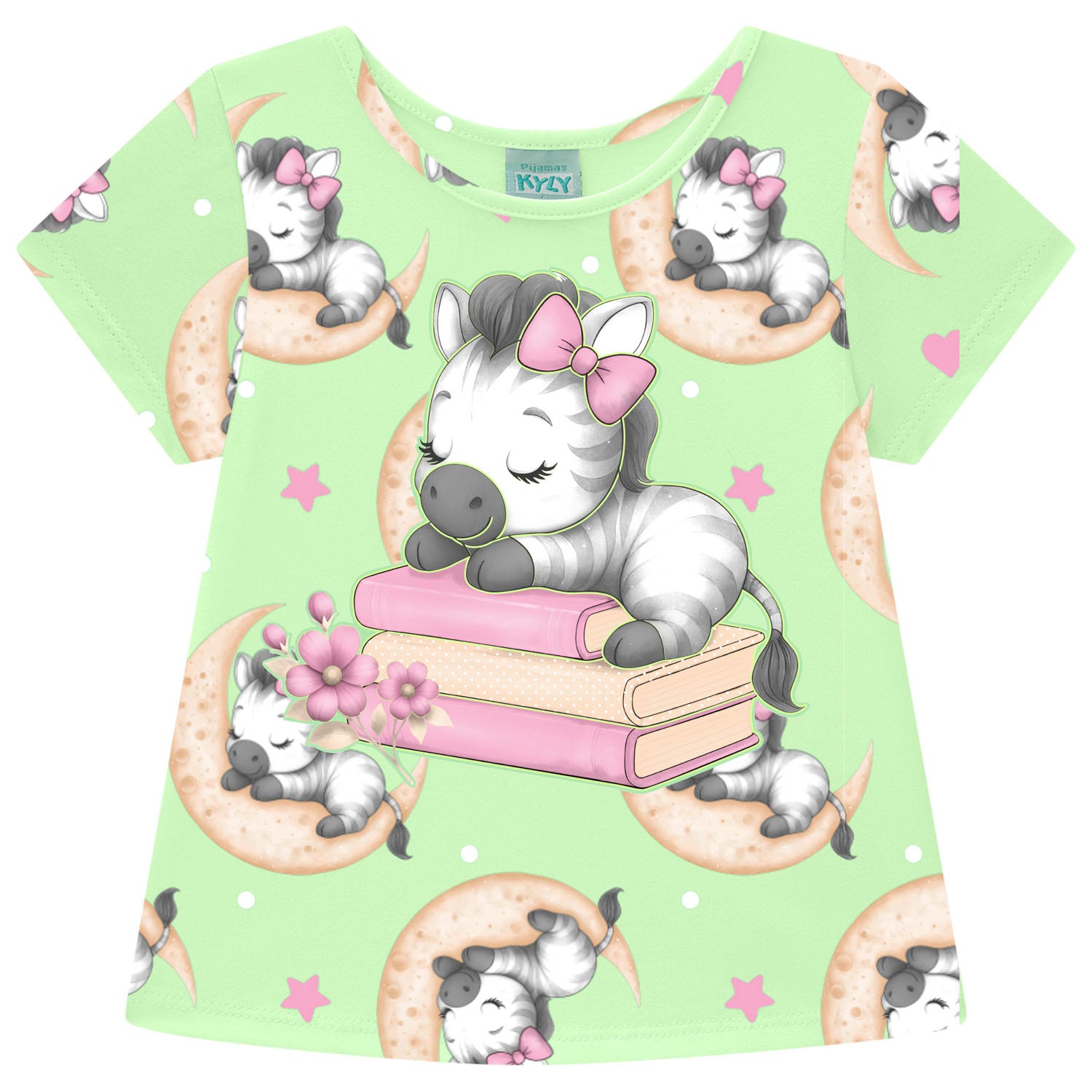 Pijama Infantil Menina Brilha no Escuro Zebrinha  - Kyly