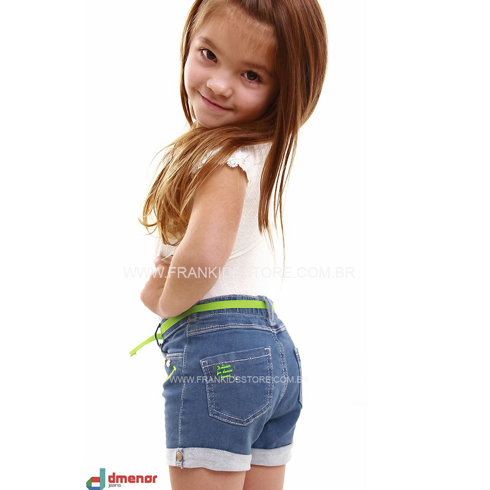 Short Jeans Macio Bebê Infantil Sorriso Com Cinto - Dmenor